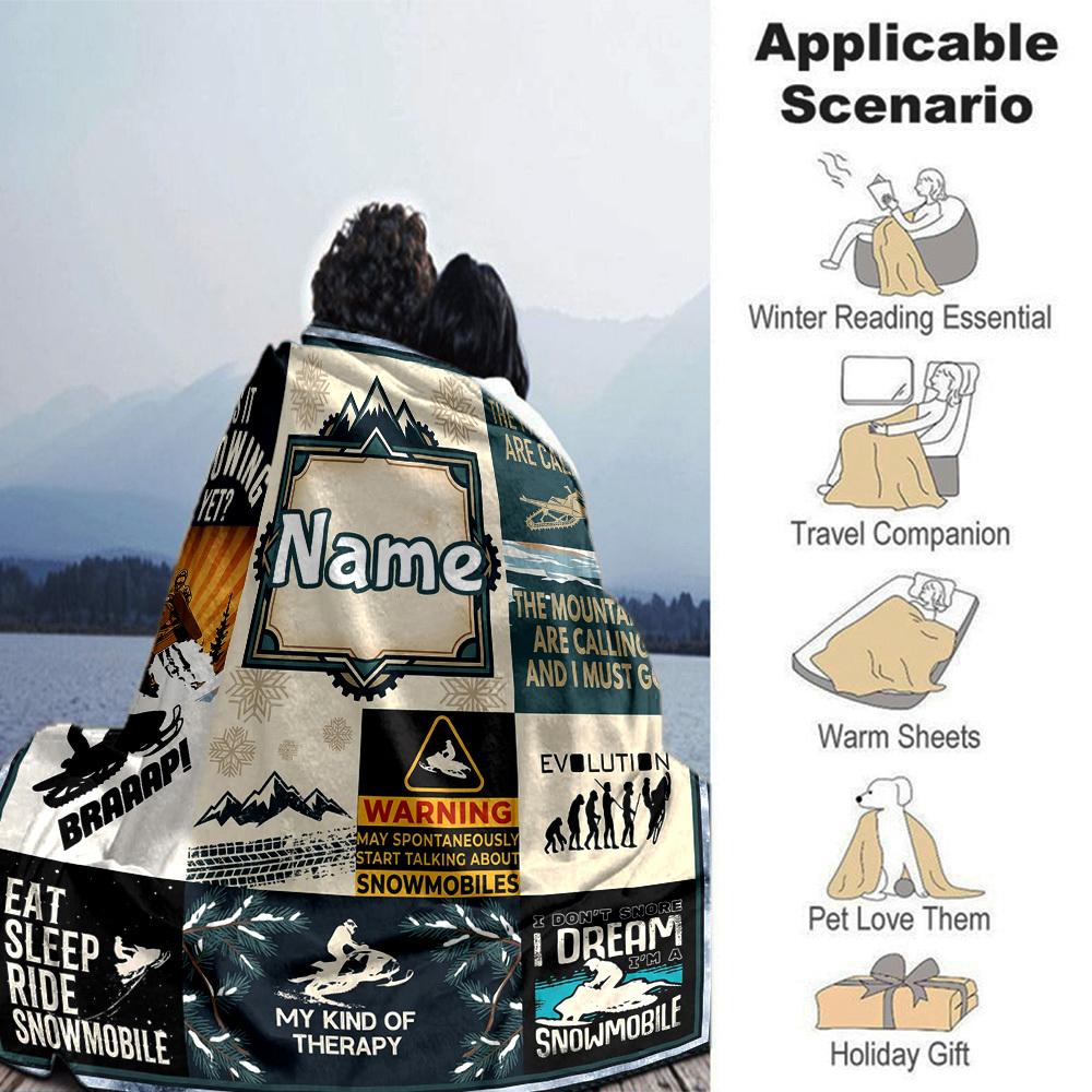 Snowmobile Adventure Customize Your Name Home Blanket S Comfortable Soft Lightweight Allseason Multipurpose Blanket For Picnics Couches Offices Beds