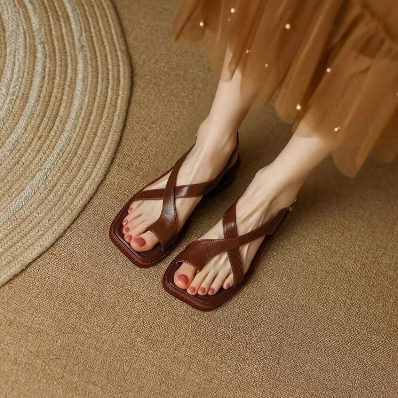 Simple Slope Heel Clip Toe Sandals Slippers Female Summer Outside Wear Fashion Versatile