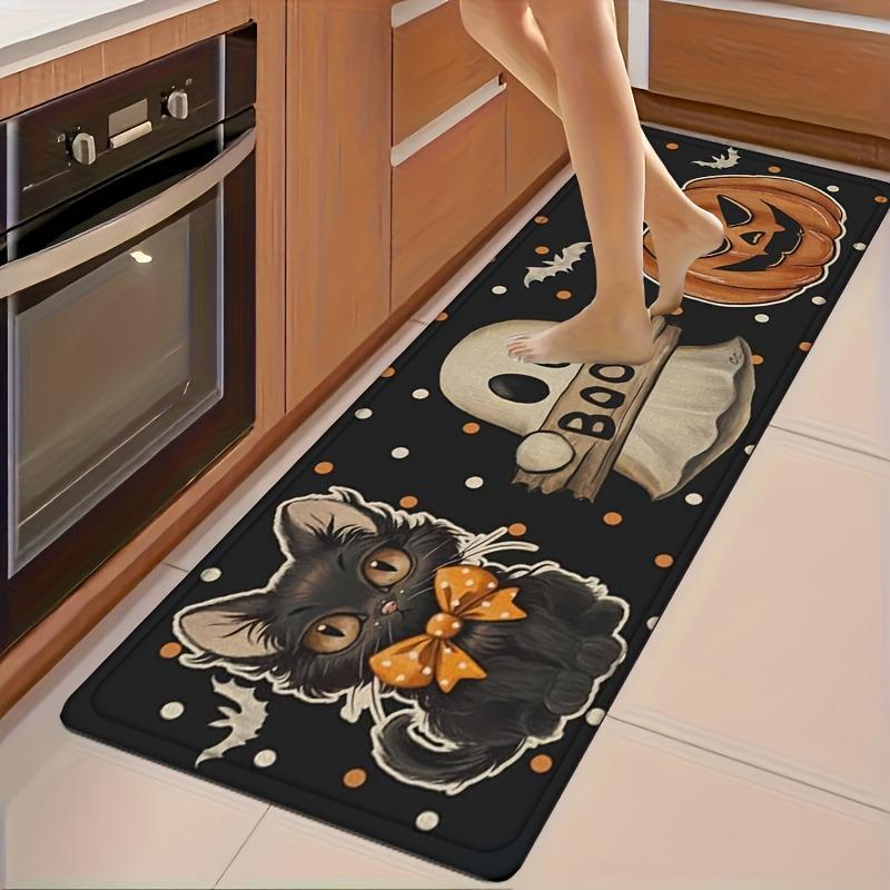 1PC Cheistmas Deer Pattern Kitchen Rug Non-Slip Door Mat Pop Design Bathroom Rug Bath Mat Carpet for Home Sink Laundry Decor