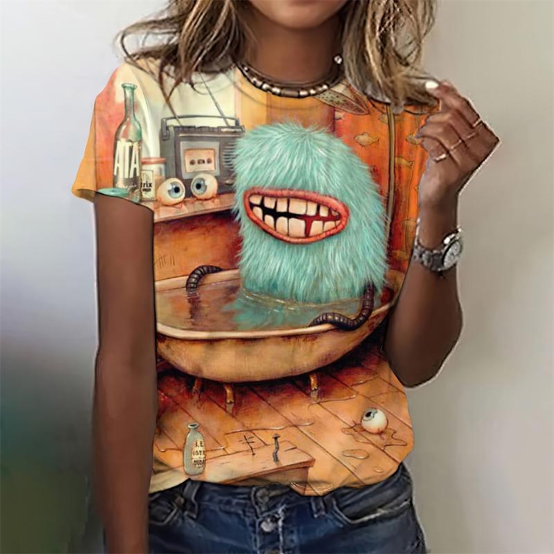 Funny Animal Women's T-Shirt 3d Print T-Shirt Cute Animal Harajuku Casual Girl Short Sleeved Top Oversized Clothing