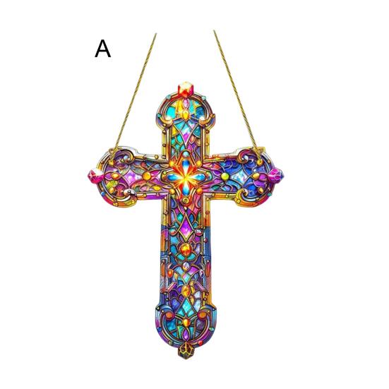 Rose Suncatcher Pendant 2D Flat Dyed Acrylic Pendant Stained Glass Decorations Faith Symbol Room Aesthetic Garden Decoration Gifts for Women