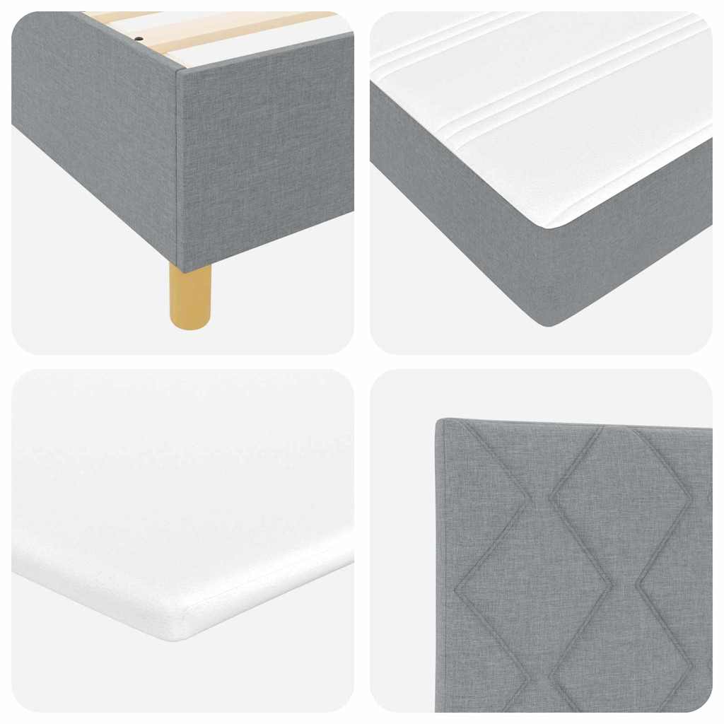 Box Spring Bed with Pillow Light Grey 200 x 100 cm Fabric