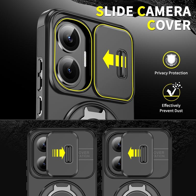 For Poco F7 5G Case Magnetic Holder Ring Armor Shockproof Cases for Xiaomi Mi Poko Little F7 PocoF7 Slide Lens Cover