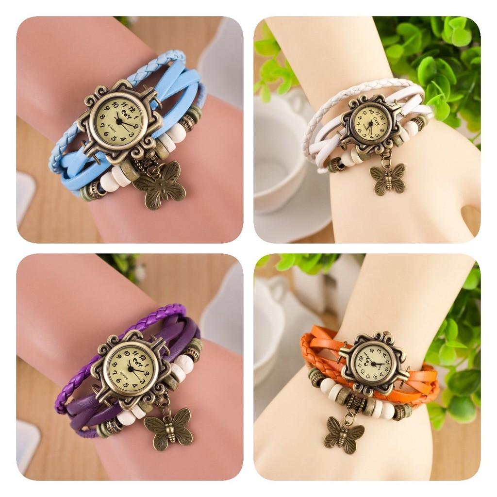 Stylish Retro Wristwatch With Fashionable Leather Wrap Bracelet For Women And Kids