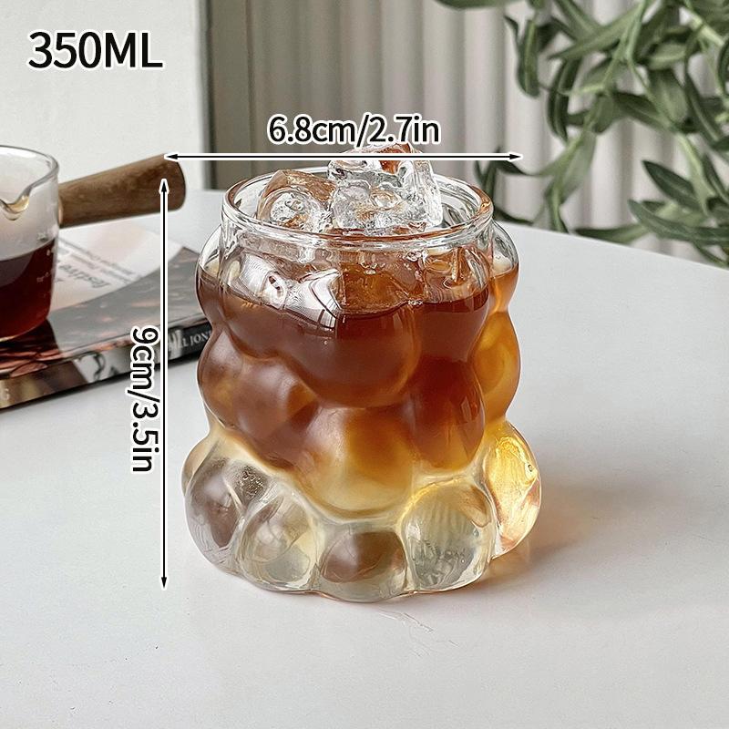 Glass Cups Cold Iced Coffee Mug Transparent Drinking Glasses Coffee Mug Cute Glass Cups Desk Accessorie Aesthetic Cocktail Cup