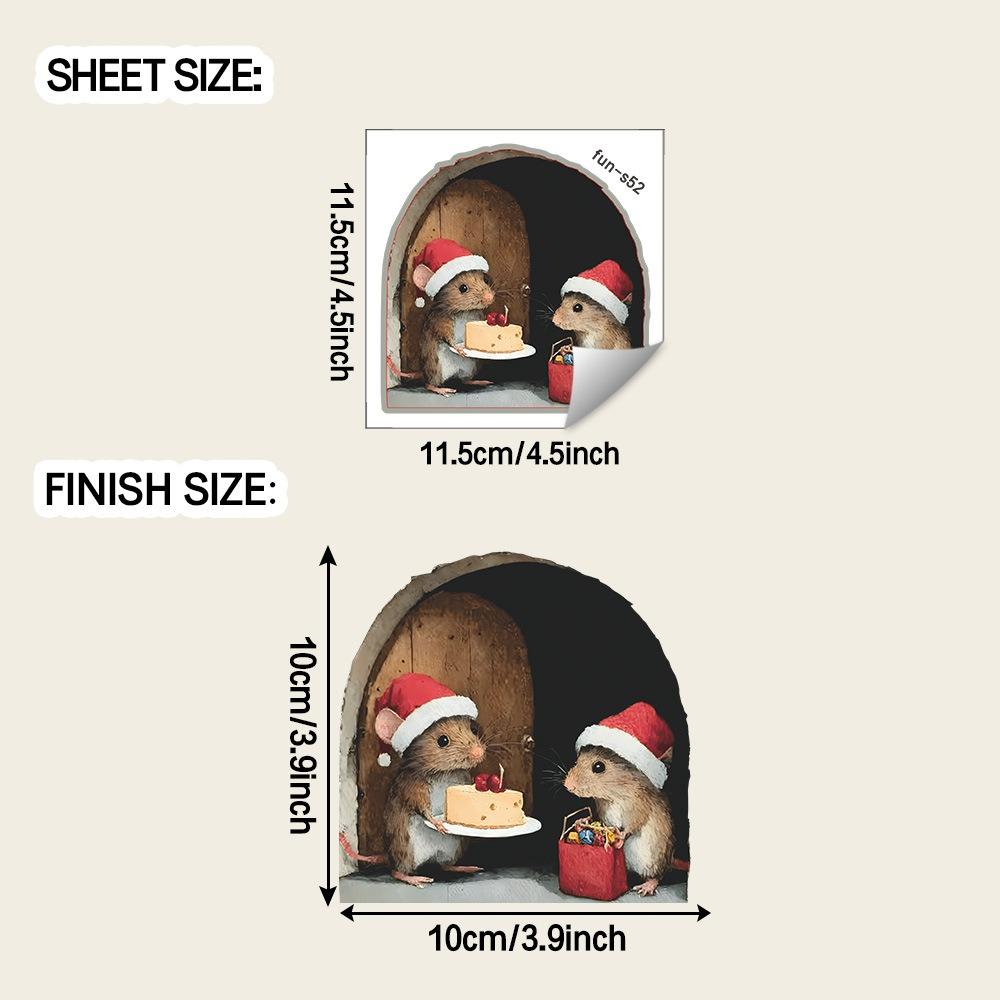 Cute Christmas Small Mouse Wall Stickers Xmas Decoration Home Christmas Decor