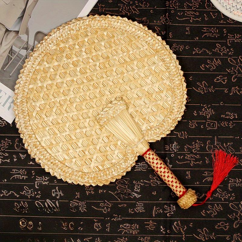 Handgeweven Stro Waaier Vintage Pufan Chinese Handgemaakte Hand Schud Waaier Tarwestro Ambachtelijk Cadeau Huisdecoratie Feest Dans Handwaaier