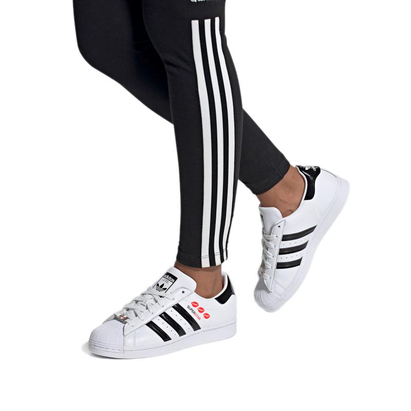 adidas Originals Superstar Synthetic Leather Durable Low-Top Skate Shoes Women Sneakers White FY0258