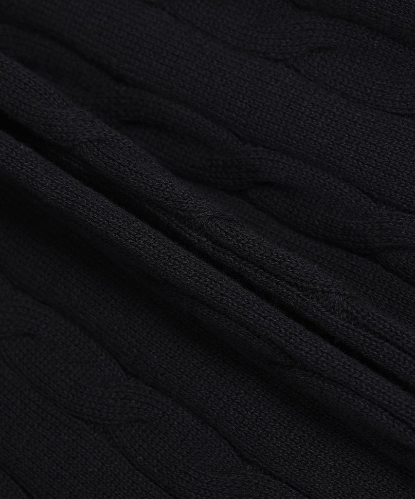 BROOKS BROTHERS Cotton Cable Polo Short Sleeve Sweater (Black) (Bbwtmo204Aufm)