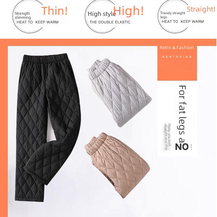 Women's High-Waist Wide-Leg Cotton Pants - Plus Size, Warm, Thick for Autumn/Winter 2025