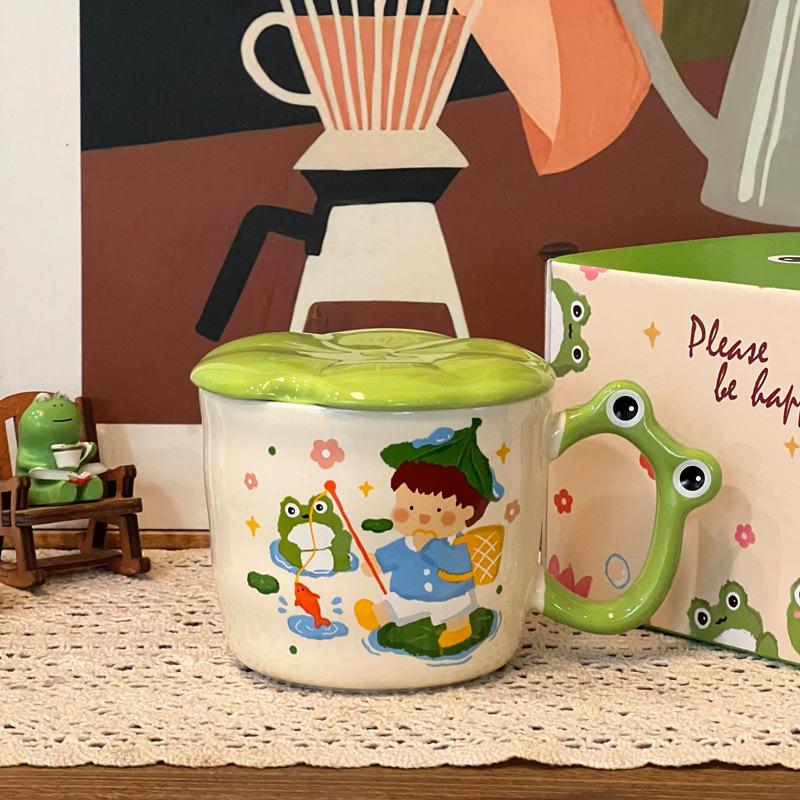 High-value Birthday Gift Cute Card Frog Boy Ceramic Mug for Boys and Girls and Children's Souvenir Gift Box