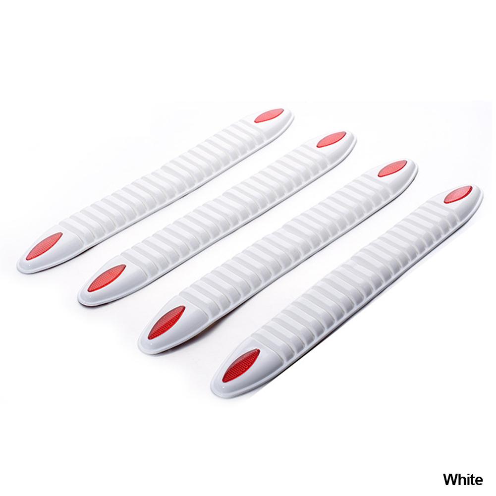 4PCS 41.5CM Car Protector Front Bumper Lip Splitter Silane Rear Bumper Protector Guard Scratch Sticker Rubber White