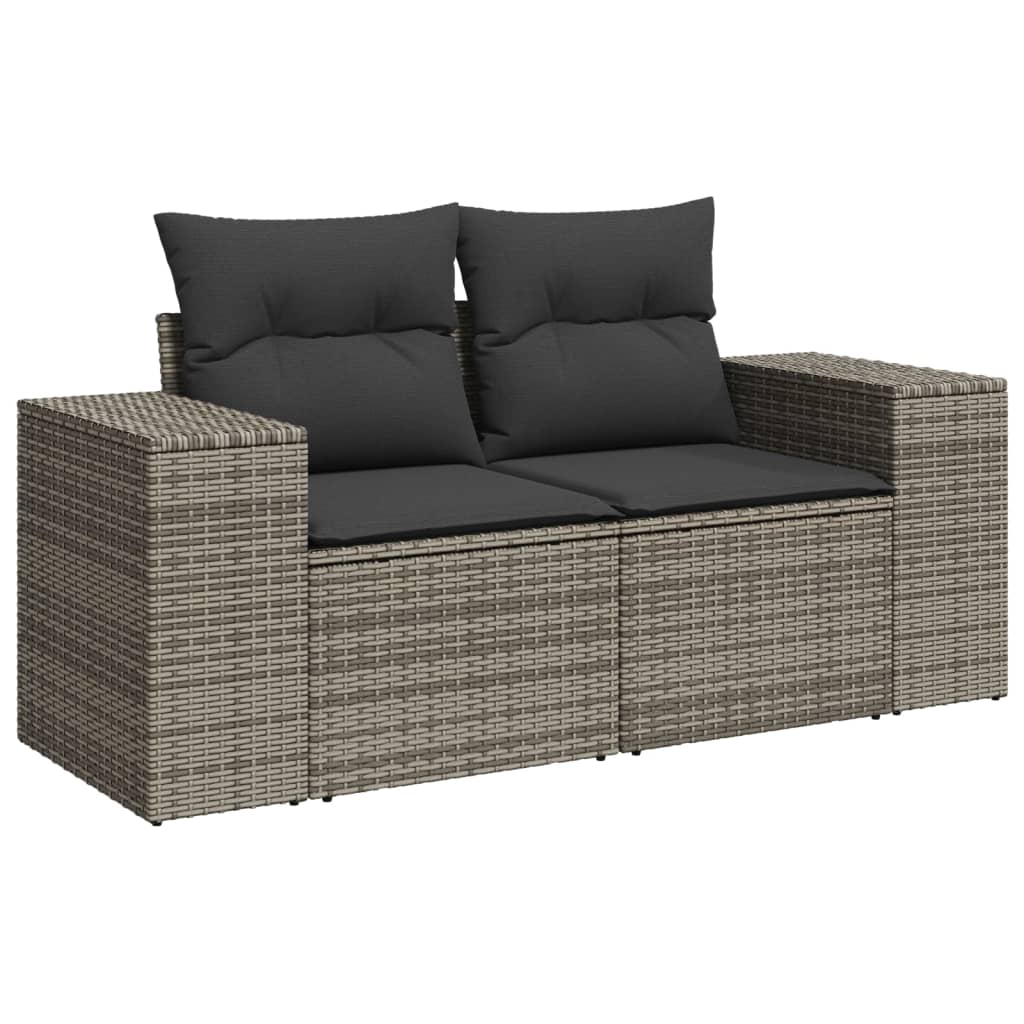 Vidaxl 9-Cz. Garden Furniture Set With Cushions, Grey, Poly Rattan