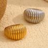 Stainless Steel Ring with Fat Bread Design Chic Gold or Silver Plated Stainless Steel Ring Charm for Modern Women