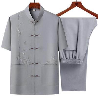 Men's Sets (Shirt + Trousers)  Summer Men Shirt Short Sleeve Shirts Male Two Piece