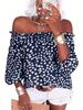 Dames Off Shoulder Chiffon Blouse Bloemenprint Losse Pasvorm Lichtgewicht Zomer Casual Top