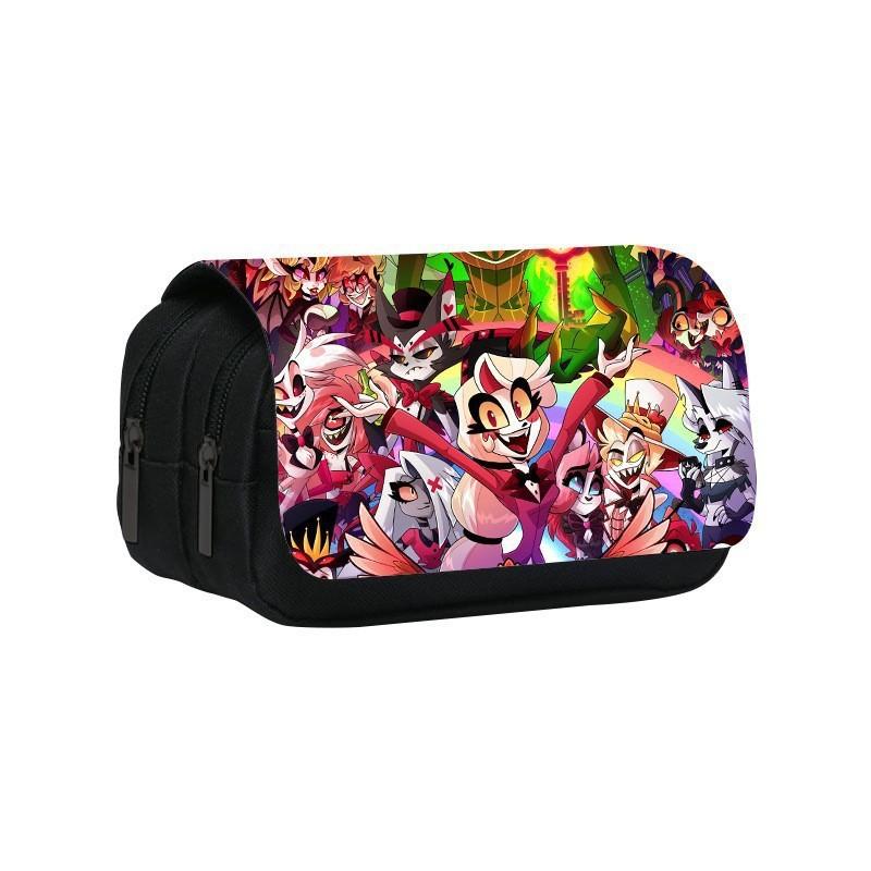 Hazbin Hotel Anime Tēlu Drukas Studentu Divslāņu Kancelejas Piederumu Uzglabāšanas Soma Skolai Un Mākslas Nodarbībām