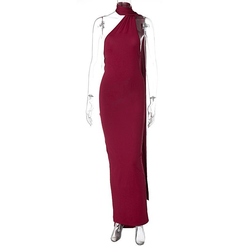 Women's Summer New Sexy Backless Pleated Slim Fit Solid Color Sleeveless Temperament Dress