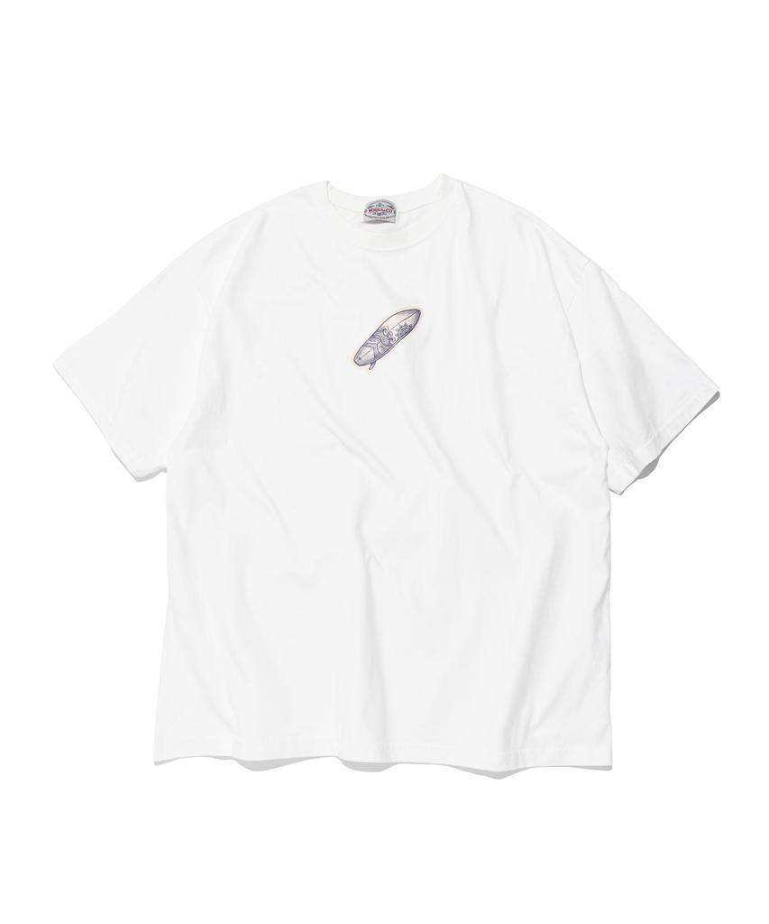 Wogseuaenko Surfboard Washed Short Sleeve T-Shirt (White)