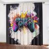 2Pcs Color Game Controller Print Curtains Suitable for Bedroom Living Room Kitchen Decoration Home Decoration Window Decoration