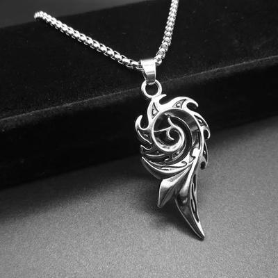 Phoenix Tail Flame Pendant Necklace, Men's Korean Style Titanium Steel Jewelry