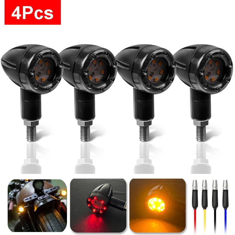 2/4 adet motosiklet bisiklet dönüş sinyal ışıkları göstergeleri Mini mermi Led Amber uyarı lambası flaşör işık Harley Honda Suzuki için 12V evrensel