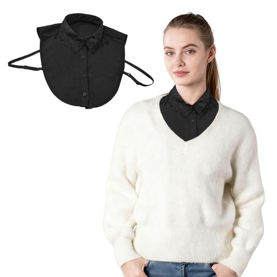 Yousheng Sparkling Rhinestone Removable Collar Red Christmas Check Faux Collar Women Detachable Fake Collar Sweater Accent