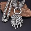 One Nordic Men's Viking Bear Paw and Wolf Head Pendant Necklace, a Fashionable and Trendy Necklace, a Punk Hip-hop Party Accessory.
