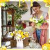 16 Pcs Summer Bee Double-Sided Wooden Picks Cute Honeybee Wooden Decorative Pick Daisy Bee Decorative Pick Summer Theme Party Su