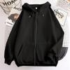 High Street Hoodie Männer Einfarbig Zip Up Langarm Lose Jacke Mäntel Casual Mit Kapuze Sweatshirt Y2K Mode Outdoor Kleidung