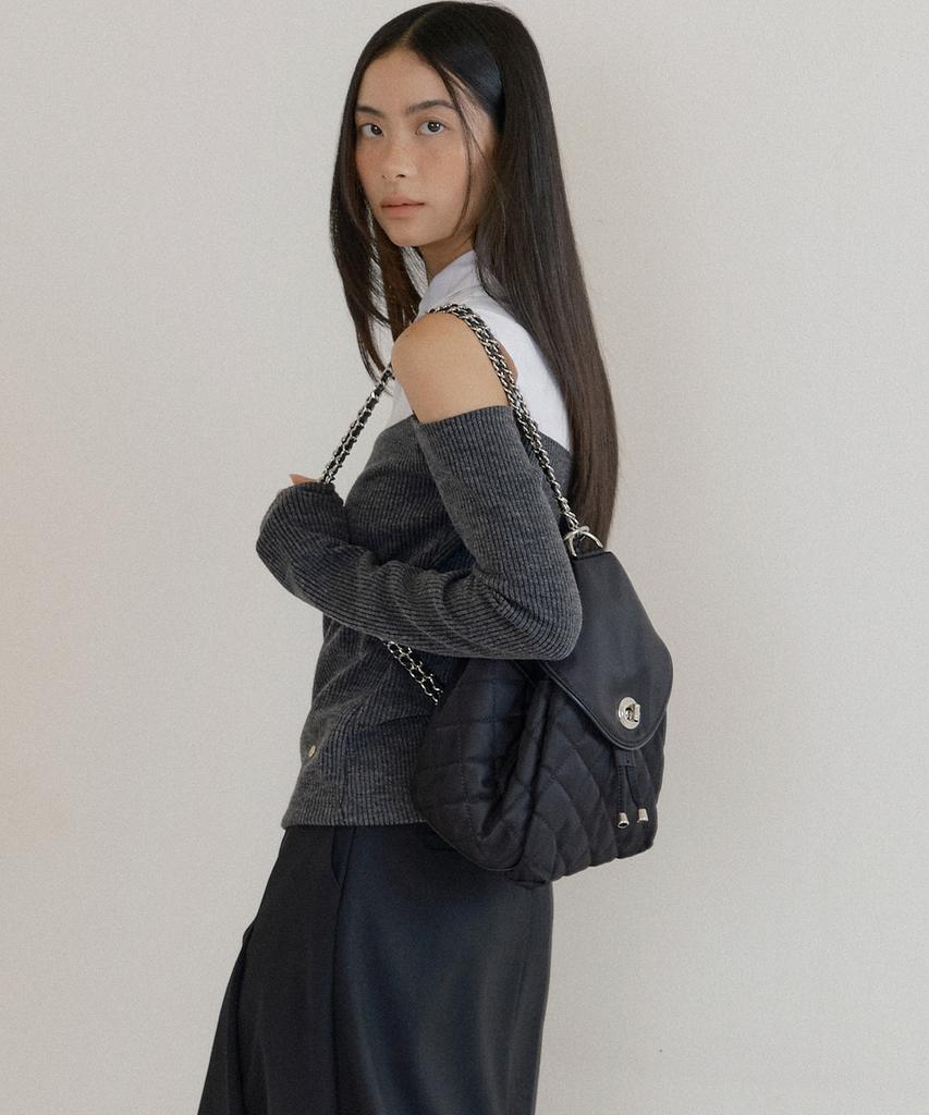 Lucir Zu Convertible Quilted Chain Bag (Black)