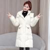 Winter Warm Hooded Dames Parka's Mode Dons Katoen Comfortabel Ritszakken Lange Jas Elegant Getailleerd Dikke Vrouwenjas