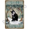 Poster Métal Vintage Chat Noir Rétro Chien Drôle Art Mural Panneau Animal de Compagnie Café Peinture Murale Plaque Métallique Panneau en Étain Plaque Décoration de Salle de Bain Maison