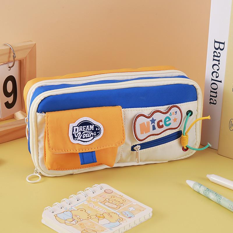 Cute Canvas Pencil Bag With Drawstrings Large Capacity For Students And Girls