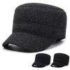 Men's Winter Flat Cap Velvet Thick Cap Woolen Cotton Cap Outdoor Warm Ear Protection Cap for Middle-Aged and Elderly