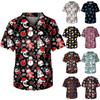 Men's Short Sleeve V Neck Halloween Print Chest Pocket Carer Top