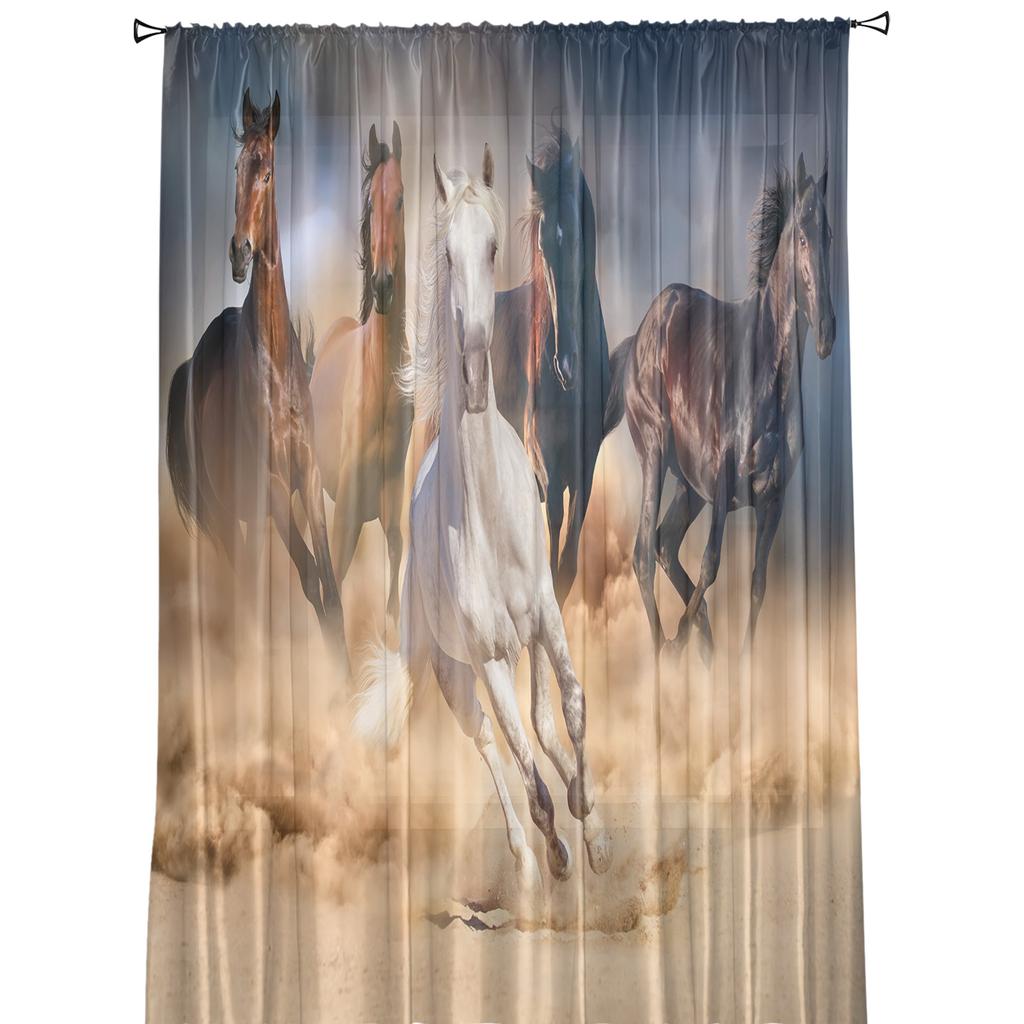 Rideaux transparents en forme d'animaux, en Tulle, pour fenêtre de salon, chambre à coucher, cuisine, décoration de la maison, en Voile