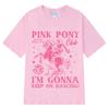 Tricou cu imprimeu fashion Pink Pony Club Mânecă scurtă de vară 100% Bumbac Tricouri casual Bărbat Femeie Estetic Trendy Largi Tricouri