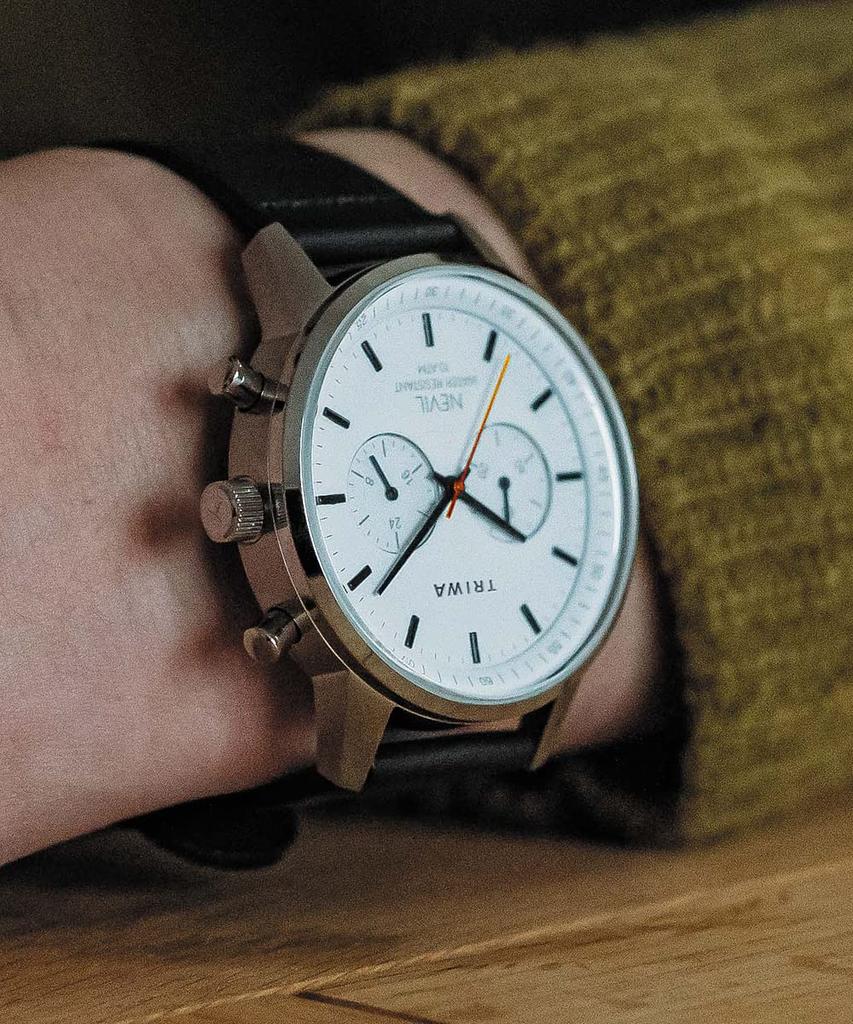 Watch 2 Strap Chronograph Black Calf Canvas Belt Graphic NEVIL Custom Made in Japan Regular Imported Product Sweden Scandinavian Design Comes with 2