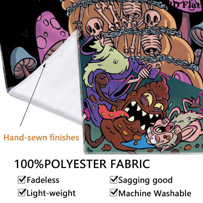 Cartoon Wizard and Monsters Pattern Home Decor Tapestry, Wall Hanging, Decorative RV Wall Cloth.SGT0917507