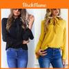 Solid Color Ladies Casual Tops Women Summer Loose Top Long Sleeve Blouse For Casual Office Wear