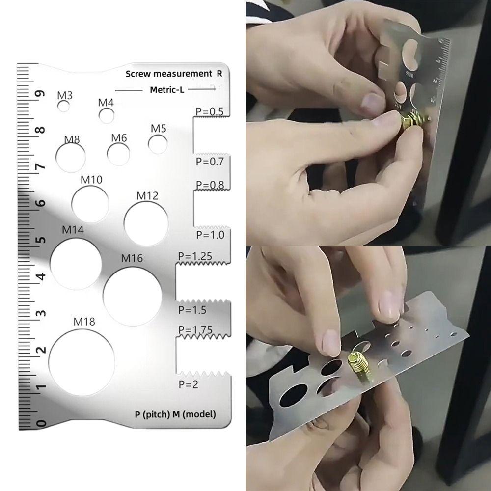 Ruimtebesparende Schroefmeetlat 304 Roestvrij Staal Meetgereedschap Schroefdraadmeter Thuisgebruik