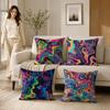 Abstract Psychedelic Cushion Cover Silky Short Plush Invisible Zipper Dustproof Sofa Pillow Case For Home Decor