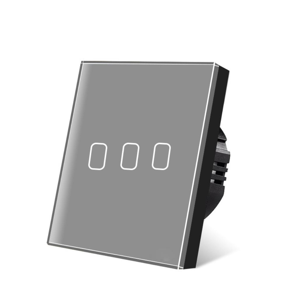 1/2/3Gang Light Touch Switch Panelvägg i härdat glas EU/UK Switch Lätt att rengöra Switch