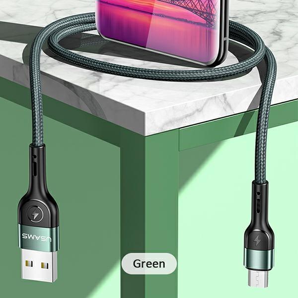 USAMS Braided Cable U55 2A micro USB 1pc for set U55 green/green 1m SJ450USBSG02 (US-SJ450)