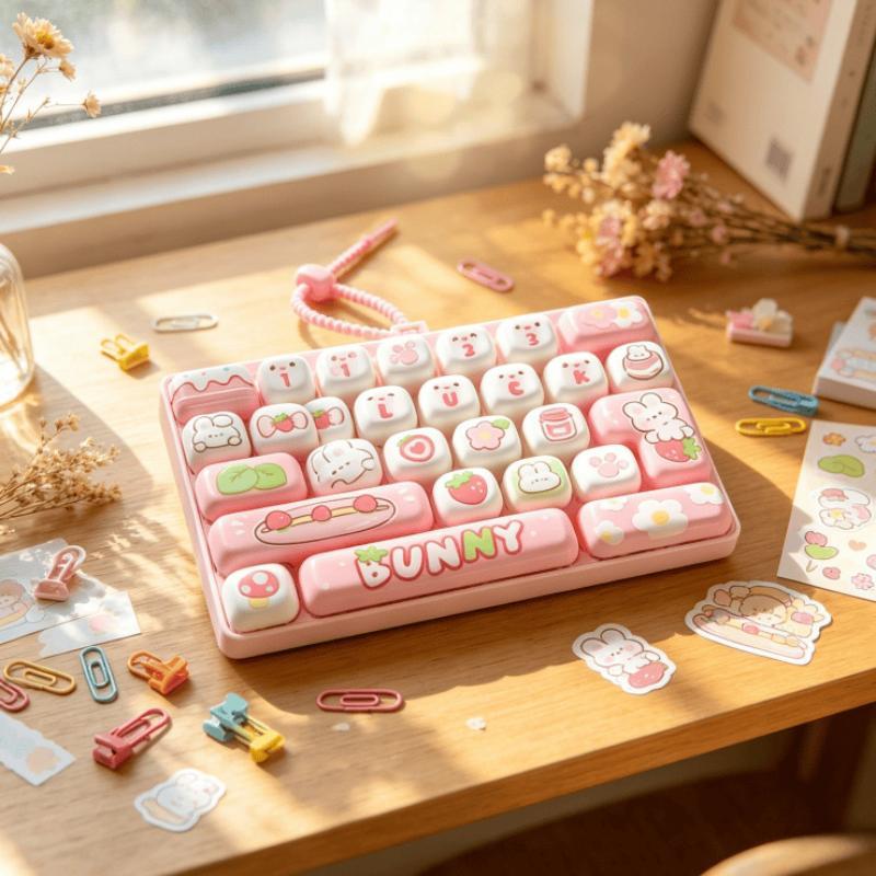26 Grids Cute Mini Keyboard Keychain Stress Relief Toy Soft Fidget Toy for Desktop Decor Anxiety Relief for Adults Kids
