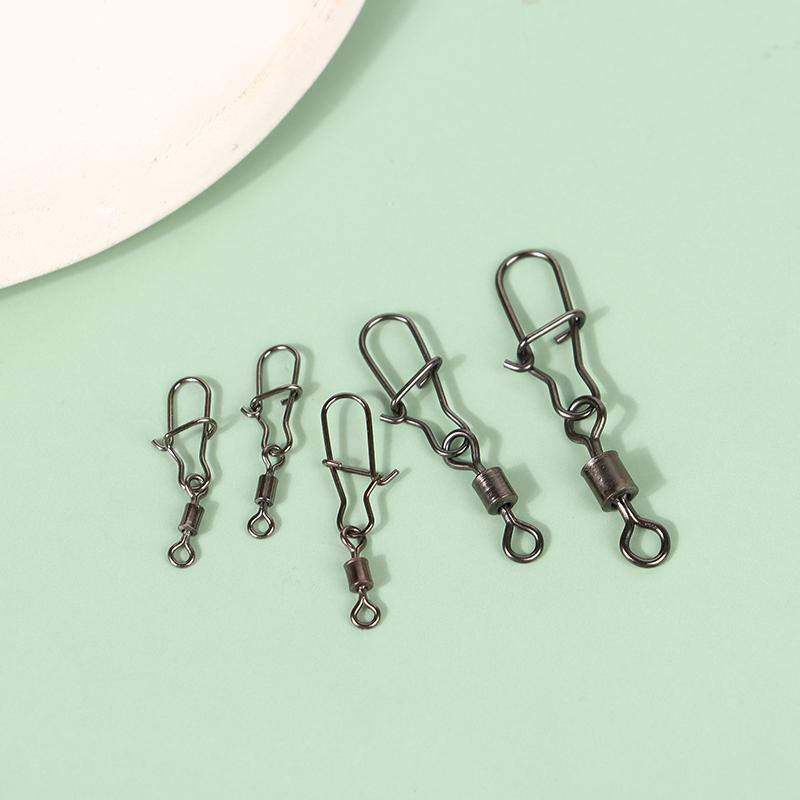 100 st/låda Rostfritt stål Fiskekoppling Pin 4# 6# 8#10#12# Kullager Vridbar Koppling med Hake Fiskekrok Bete Tillbehör