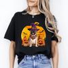 Dog Pumpkin Halloween Unisex T-Shirt Bulldog Wizard Full Moon Pumpkins Tee Black