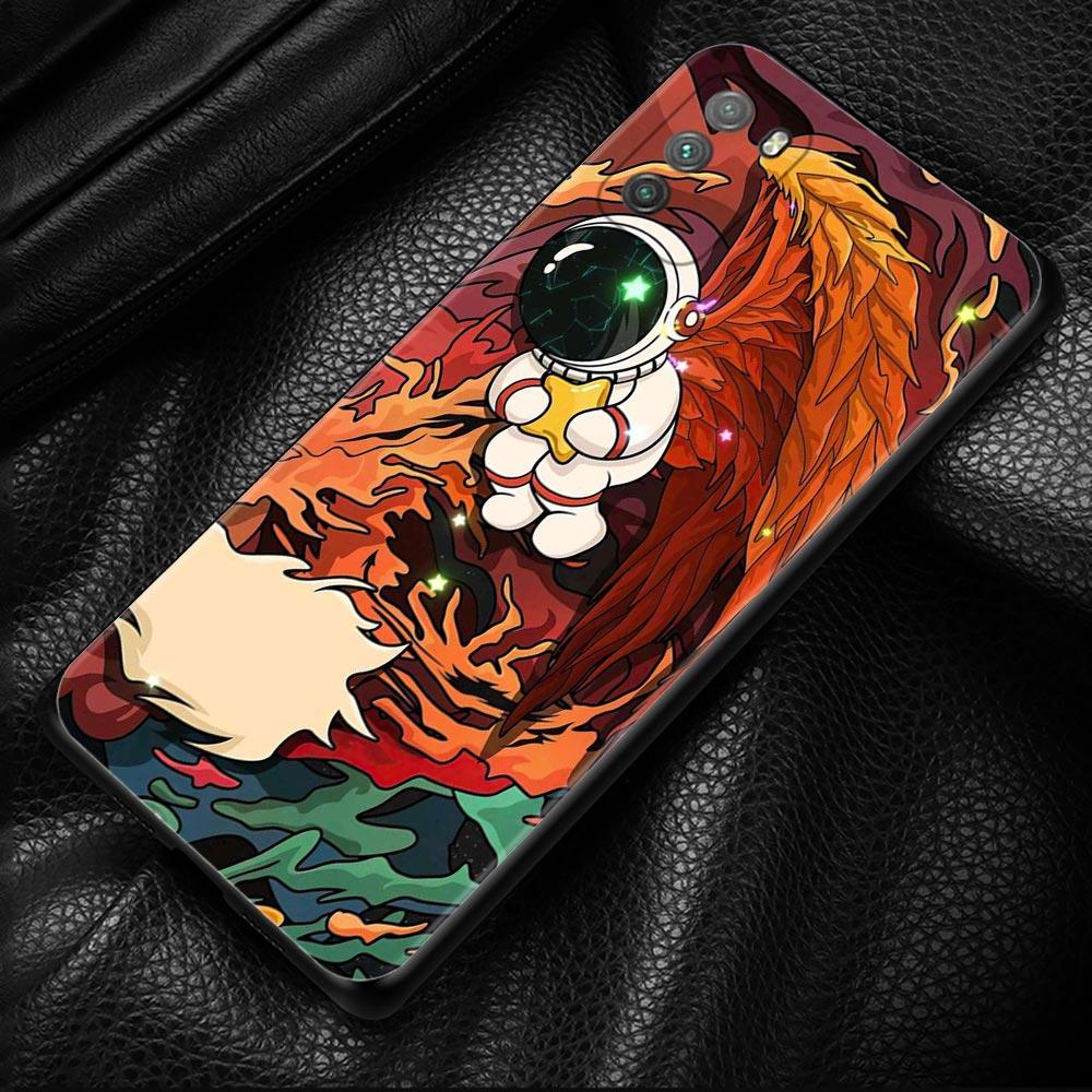 Capa fofa de astronauta com planeta estrela para Xiaomi POCO X3 M3 Pro X3 NFC X3 F3 GT F1 Capa para Mi Civi 11T 10T Pro 9T 11 Note 10 Lite