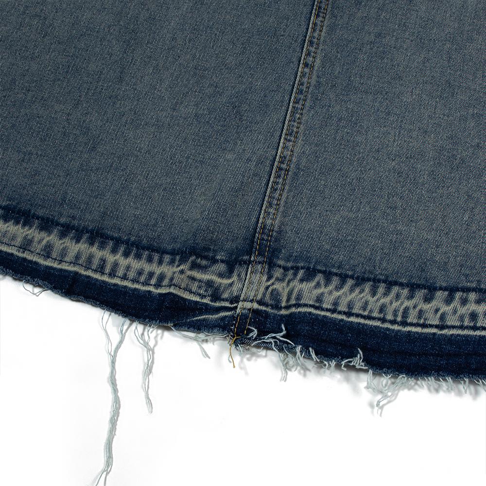Moa Raw Hem Denim Midi Skirt (Washed Jean)